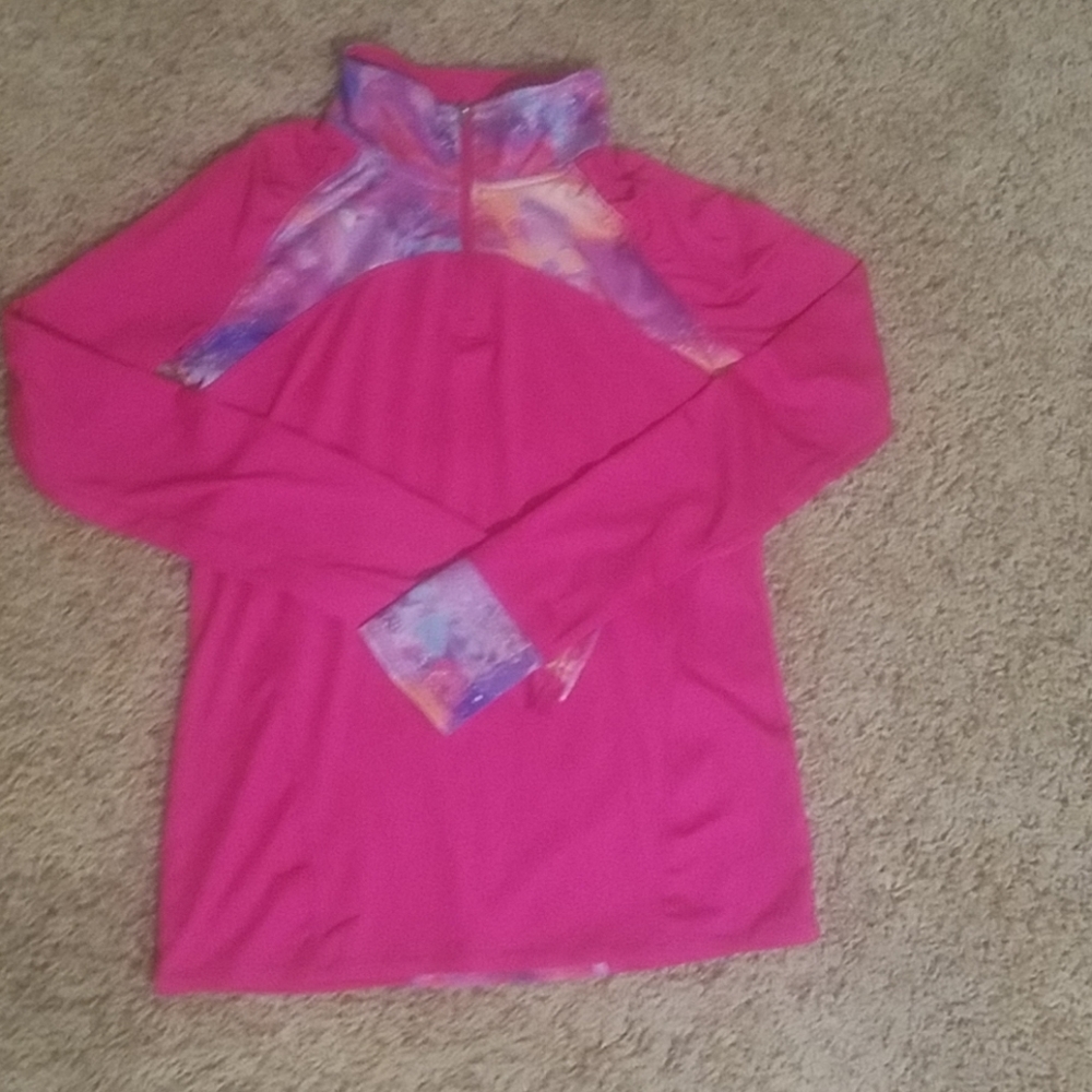 Petite pink galaxy exercise sweatshirt